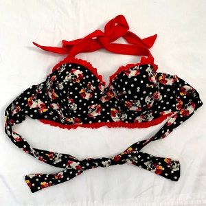 Hot Topic Polka Dot Skull & Roses Underwire Bikini Top